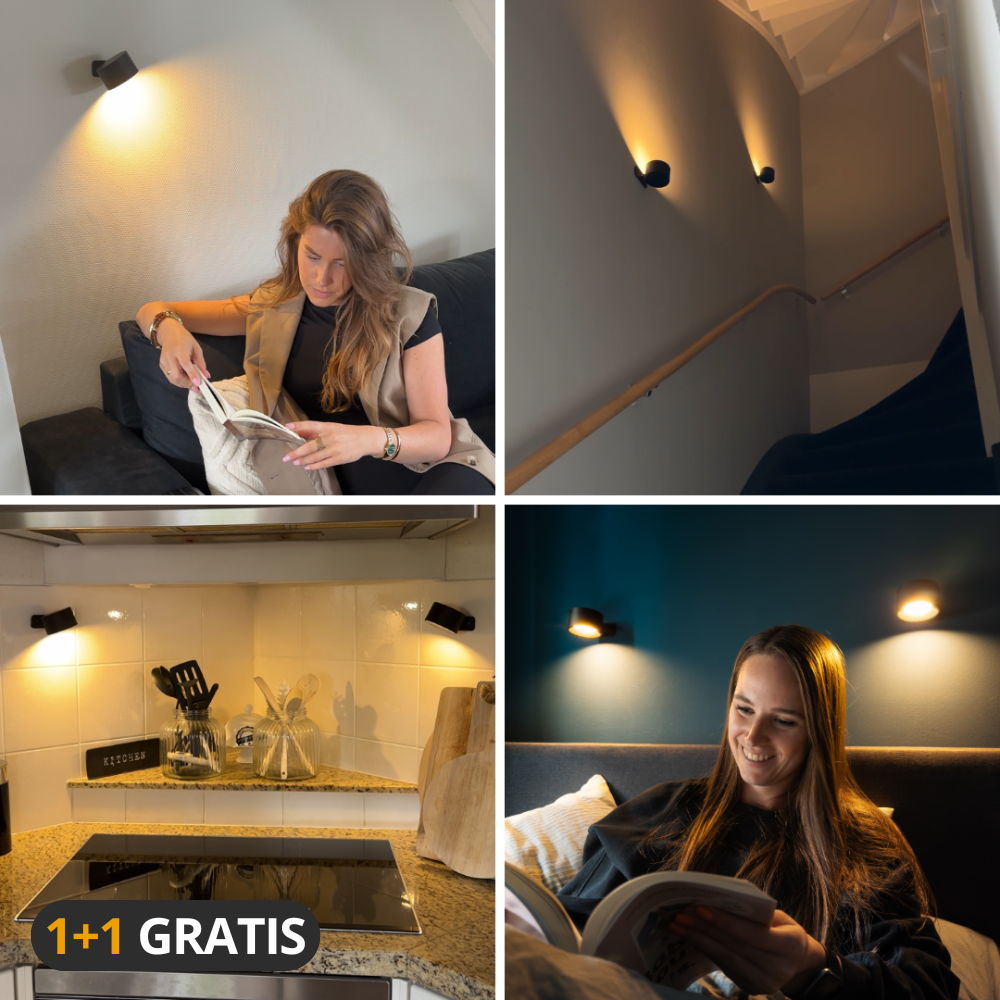 Draadloze Wandlamp – Oplaadbaar & 360° Draaibaar