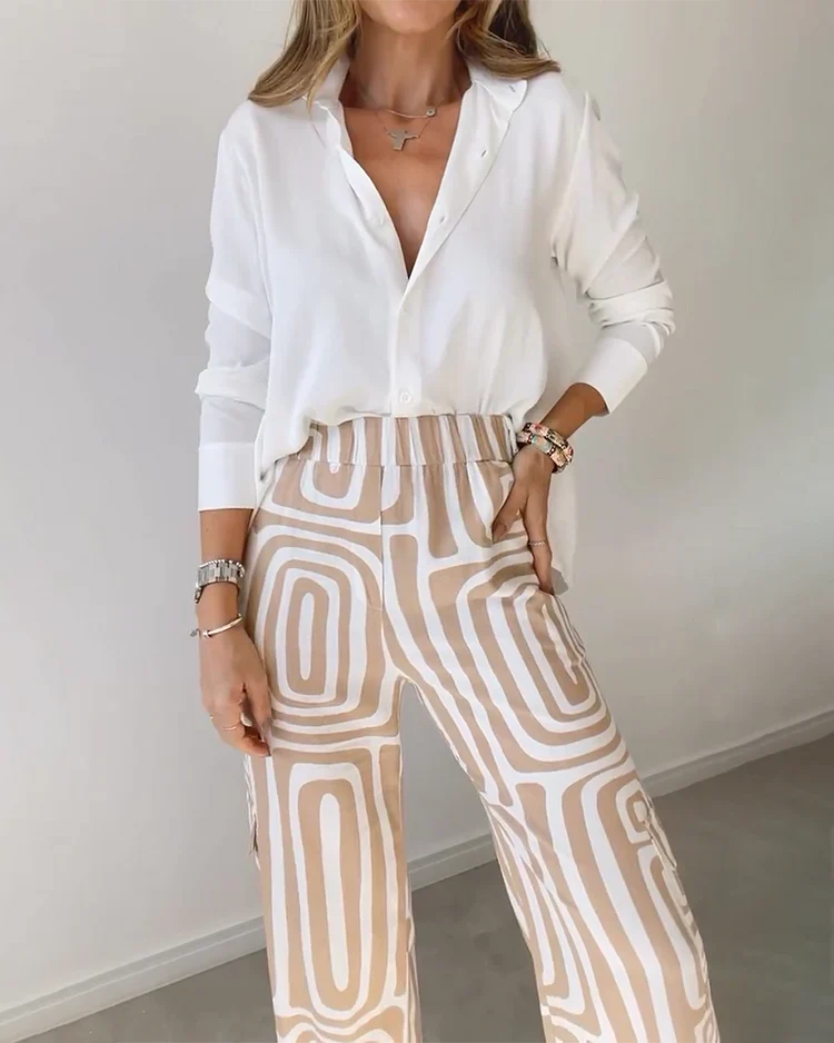 Stijlvolle Pantalon Set β Inclusief Blouse en Riem