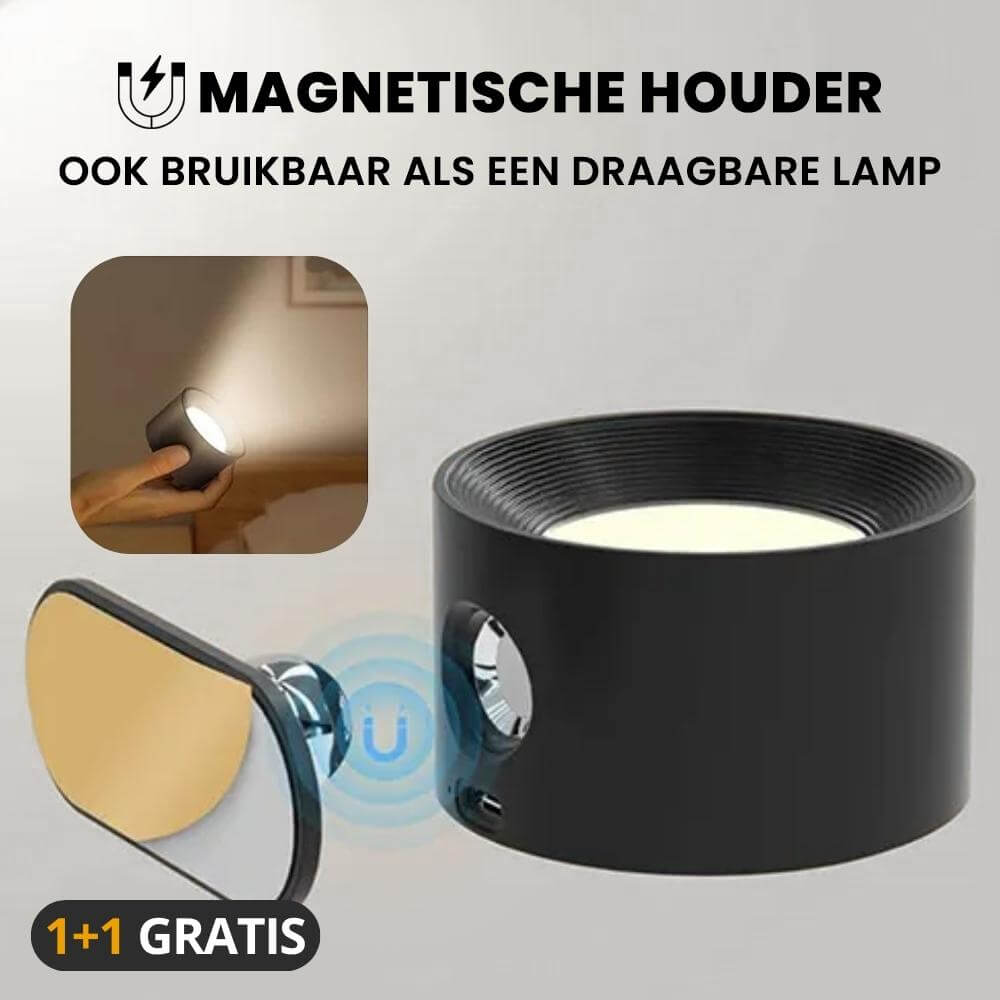 Draadloze Wandlamp – Oplaadbaar & 360° Draaibaar
