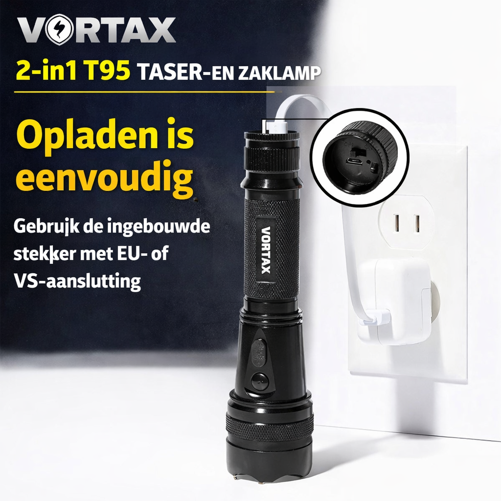 VORTAX X95 Zaklamp met Taser - 50.000 volt