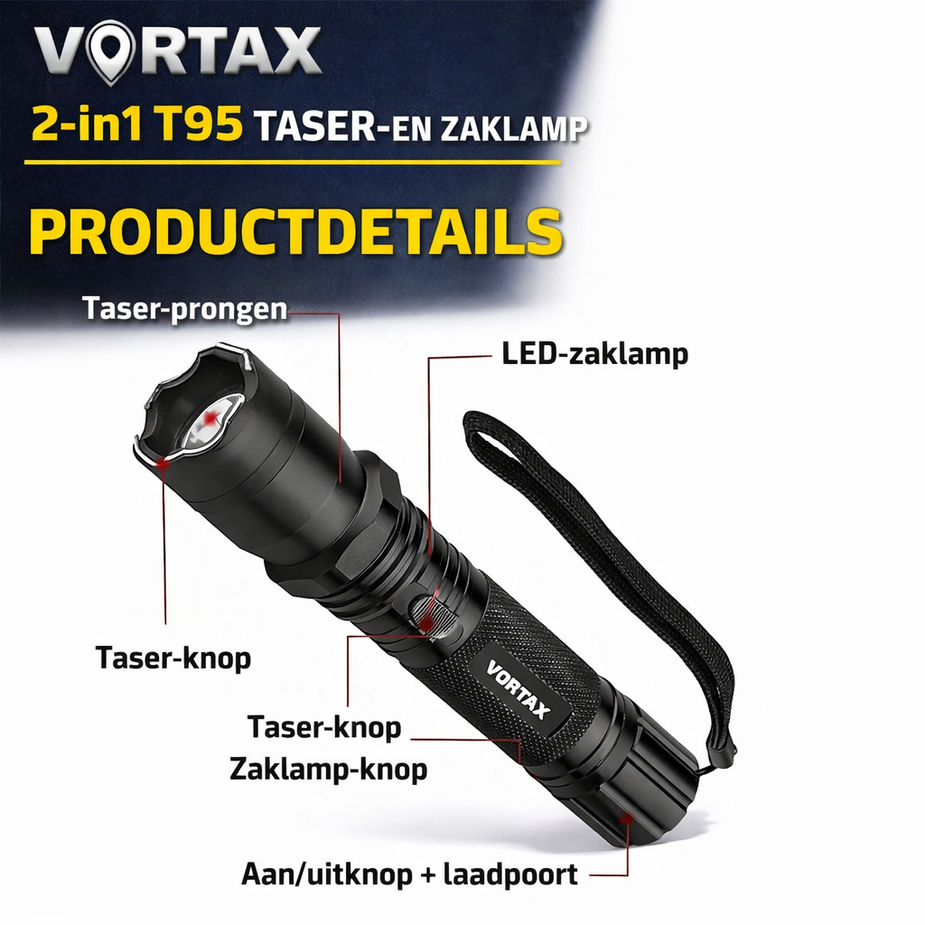VORTAX X95 Zaklamp met Taser - 50.000 volt