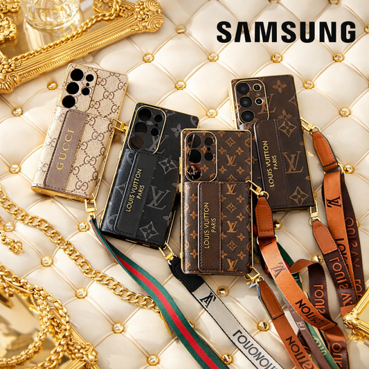 Luxe Leren Samsung Hoesje met Kaart vak & Schouderband