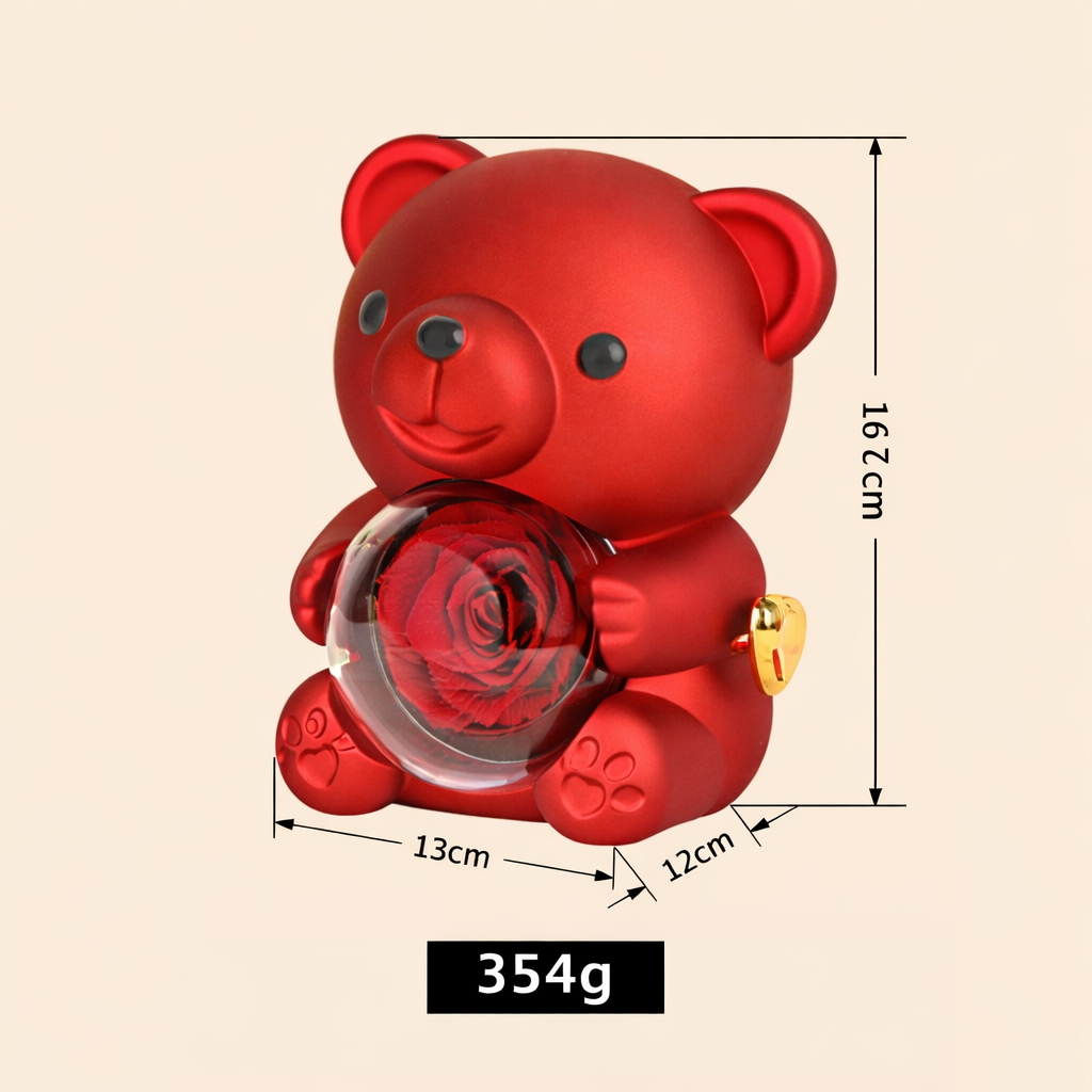 Romantische Liefdesbeer met Eeuwige Roos & Ketting