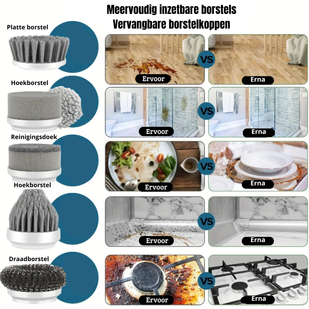 De Ultieme Draadloze Reinigingstool scrubber  6-in-1