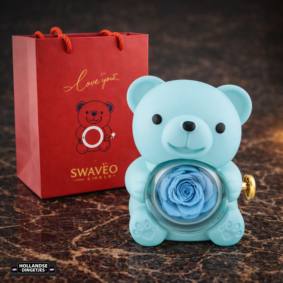 Romantische Liefdesbeer met Eeuwige Roos & Ketting