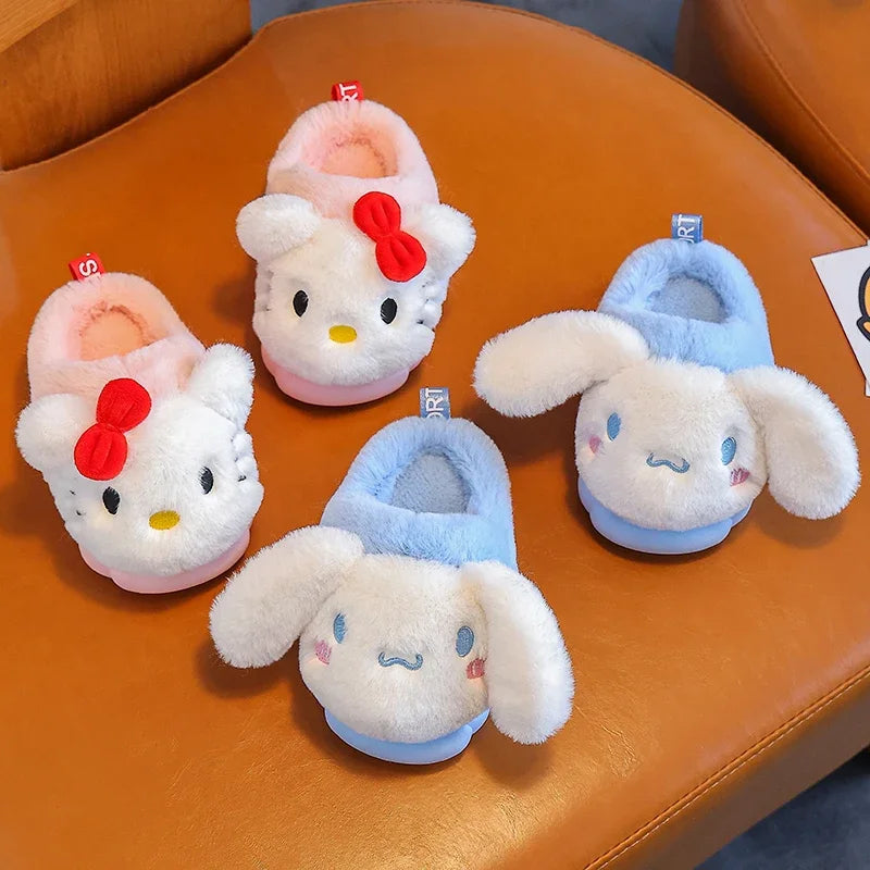 Nieuwe Kinderen Meerdere Schattige Cartoon Platte Pluche Slippers Zachte Zool Antislip Winter Warme Jongens Meisjes Indoor Huis Katoenen Schoenen