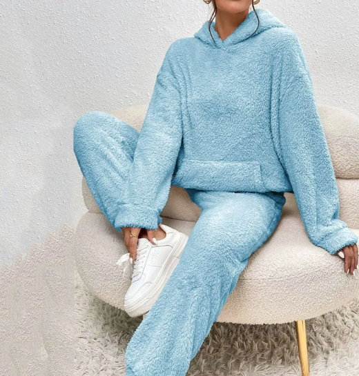 Teddy Two-Piece Set met Hoodie – Super Zacht & Warm | Nu Weer Op Voorraad