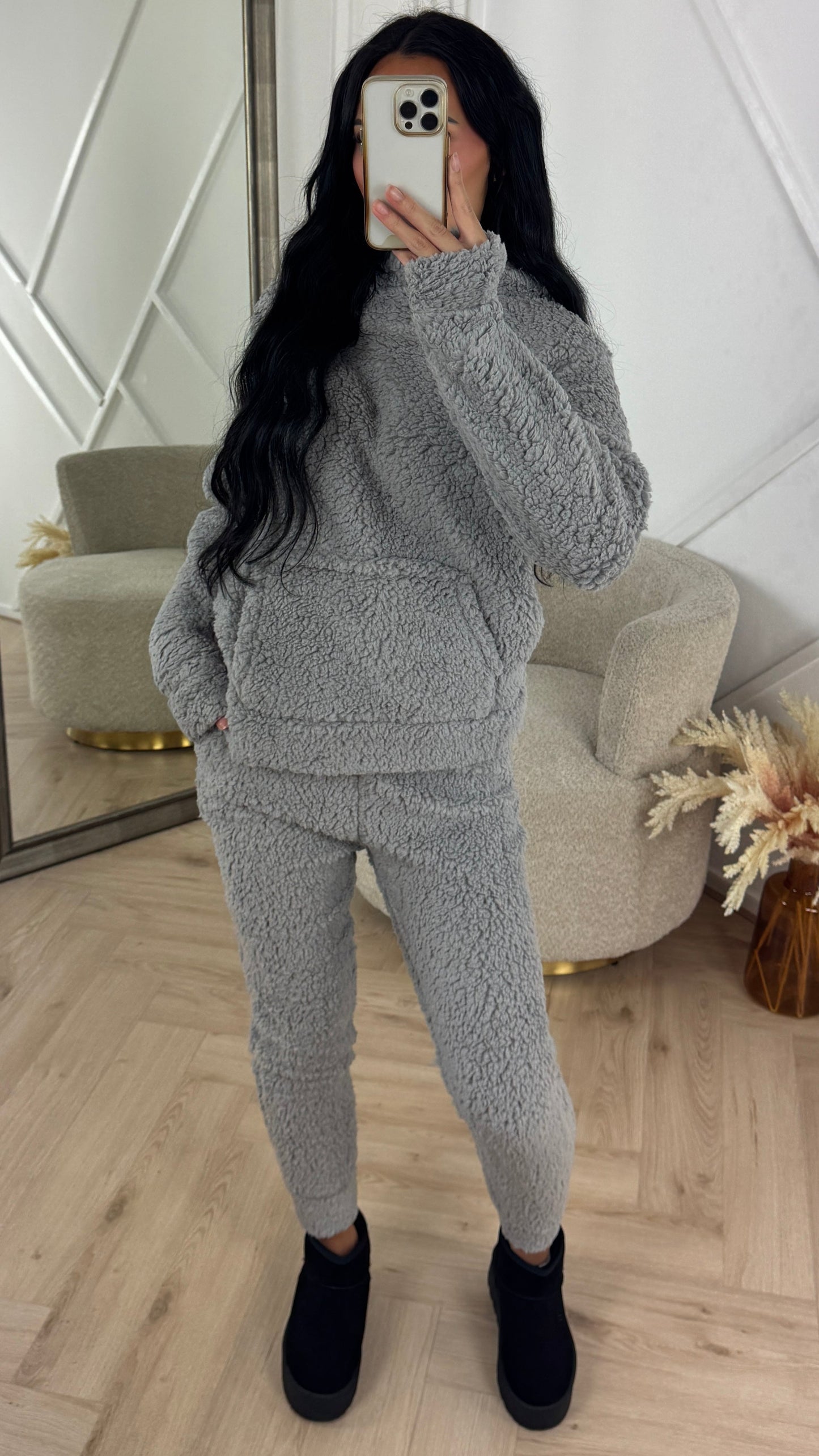 Teddy Two-Piece Set met Hoodie – Super Zacht & Warm | Nu Weer Op Voorraad